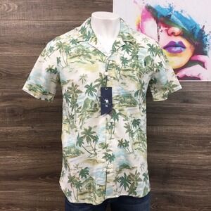 NEW! William Murray Linen Blend Camp‎ Shirt Palm Tree Print Golf Casual Large